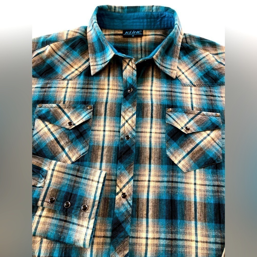 KUHL Black Pearl Snap Down Cotton Plaid Western Shirt. Women’s Size Medium. EUC.
